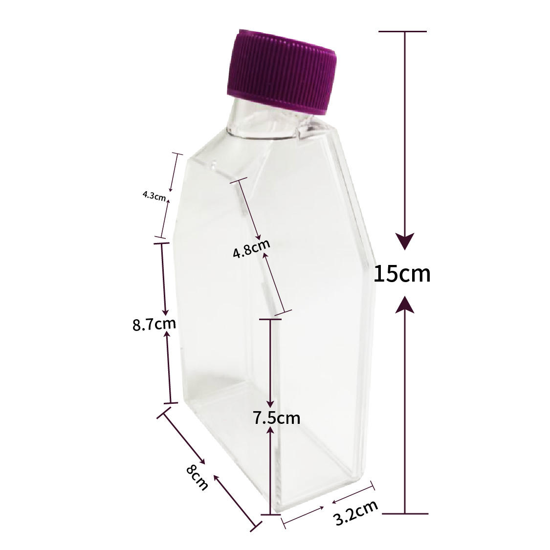 25cm² Rectangular angled Neck Cell Culture Flask