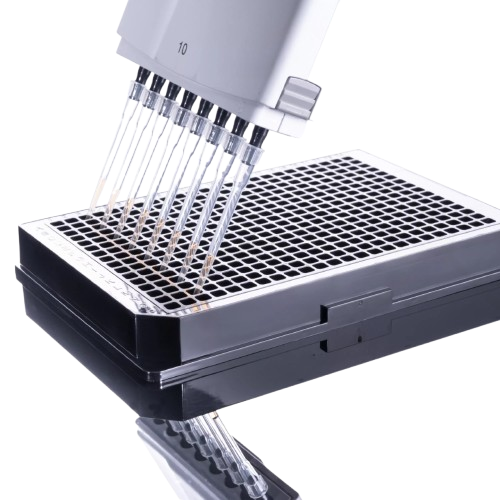 Pipettra 384-Well Black Medium-Bind ELISA Plate with Clear Lid