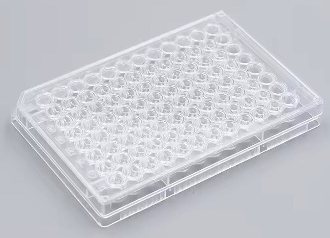96‑Well transparent bottom white plate, ,clear cover, TC treated, sterile